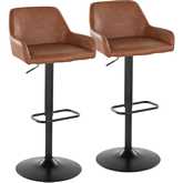 Daniella Adjustable Swivel Bar Stool in Black Metal & Camel Leatherette (Set of 2)